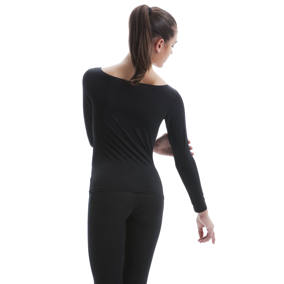 Košulja s lađastim izrezom dugih rukava od mikrovlakana