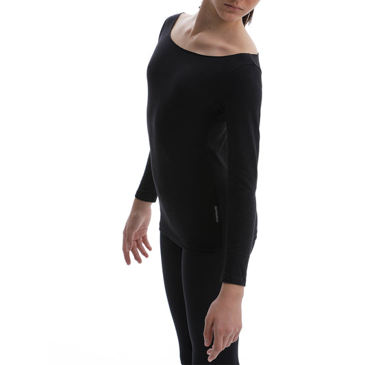 Cotton long sleeve boat neck shirt