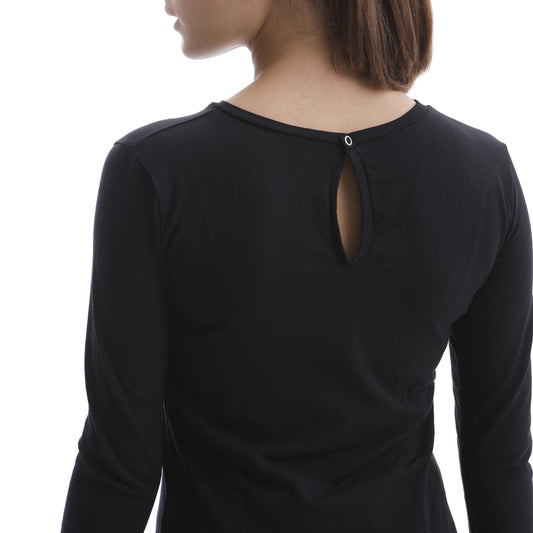 Cotton long sleeve drop neck top