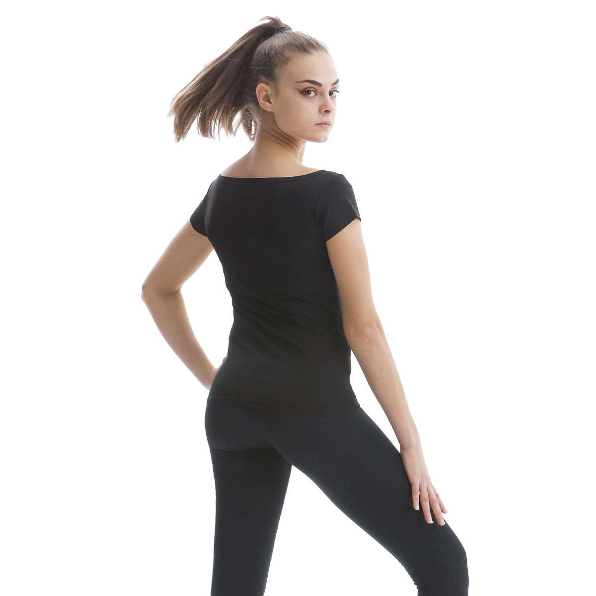 Majica s lađastim izrezom od mikrovlakana