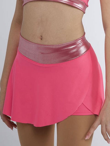SHORT SKIRT IN MICROFIBER WITH AN ASYMMETRIC CUT AND BUILT-IN SHORTS